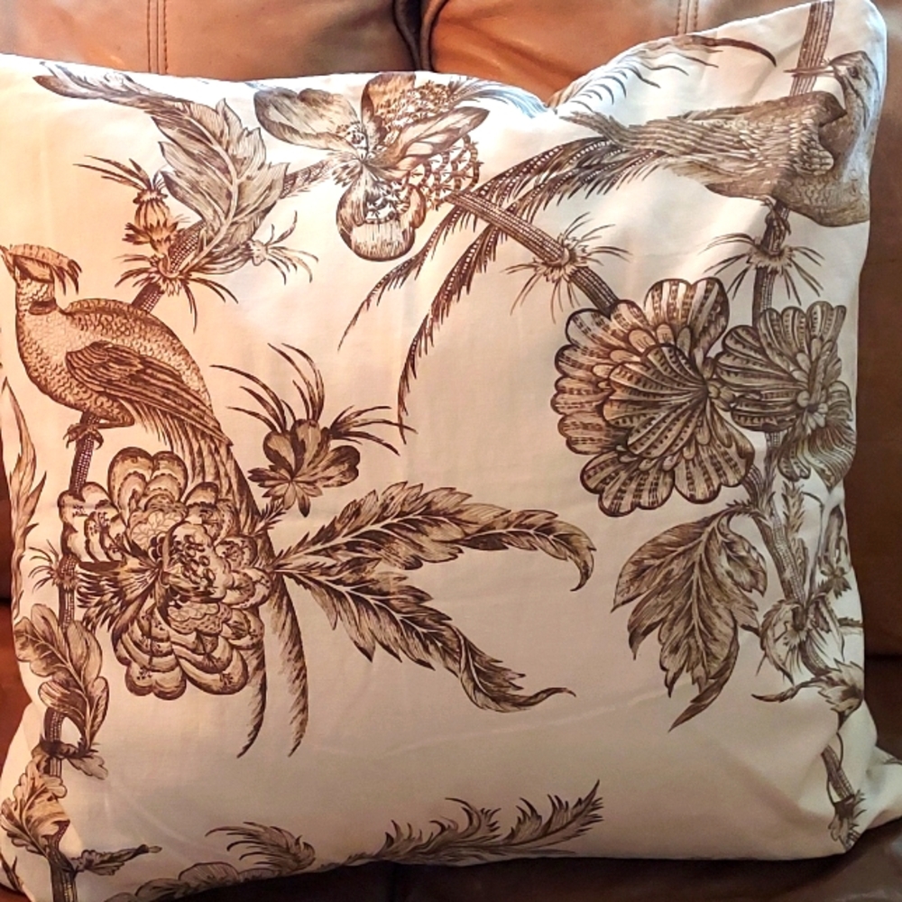 Pottery Barn Pheasant Toile Thanksgiving Harvest Autumnal Fall Pillow Cover